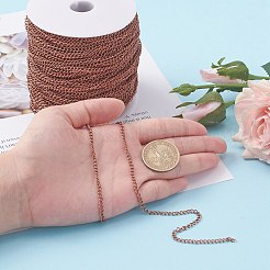 アイアン製ツイストチェーン  溶接されていない  赤銅色  スプールで  サイズ：チェーン：約3.7×長  2.5 mm幅  厚さ0.7mm  約328.08フィート（100m）/ロール&nbsp;CH-TM0.5-R