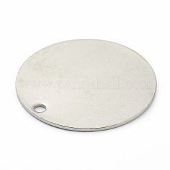 変色しにくい304ステンレススチールペンダント  空白タグのスタンプ  フラットラウンド  ステンレス鋼色  25x1mm  穴：1.5mm&nbsp;LS-STAS-H157-01C-P