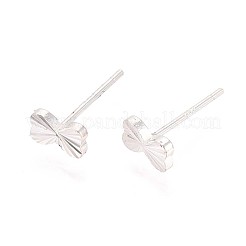 スターリングシルバーの蝶結びスタッドピアス925個  銀  4x6mm&nbsp;STER-N017-15S