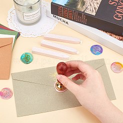 ワックスシーリングスタンプセット  大理石模様の磁器カップコースター付き  シーリングワックススティック  粘着プレゼントステッカー  梨の木のハンドルと真鍮製のワックスシーリングスタンプヘッド  ミックスカラー  96x7mm  1 PC&nbsp;DIY-CP0003-53