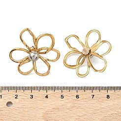 304ステンレススチールスタッドピアス  花  ゴールデン·ステンレス鋼色  35.5x32mm&nbsp;EJEW-P335-02A