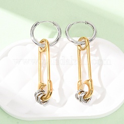女性用304ステンレスフープピアス  ペーパークリップ  ゴールデン·ステンレス鋼色  45x16mm&nbsp;SA-CBA7B26-03GP-02