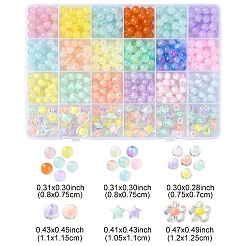 516 個 21 スタイルアクリルラウンドビーズ  イミテーションゼリー＆ツートン透明＆二層ビーズ  ミックスカラー  7.5~12x6~7mm  穴：1.8~2.5mm&nbsp;DIY-YW0008-09