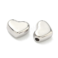 ハート真鍮ビーズ  カドミウムフリー＆鉛フリー  長持ちメッキ  ラックめっき  プラチナ  11.5x14x7mm  穴：3mm&nbsp;KK-G555-07P