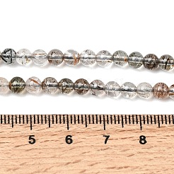 天然ブラックゴールドルチルクォーツビーズ連売り  ラウンド  4.5mm  穴：0.6mm  約89~105個/連  15.20~15.35''（38.6~39センチメートル）&nbsp;G-G344-A01-4mm