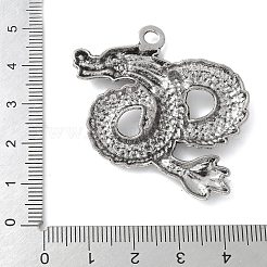 チベットスタイル合金、エナメルペンダント  ドラゴン  アンティークシルバー  41.5x43x3.5mm  穴：3mm&nbsp;PALLOY-D290-17AS