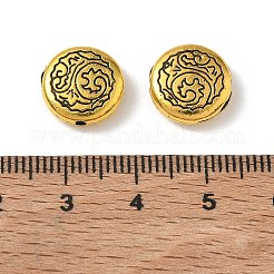 チベット風合金ビーズ  渦巻き模様のフラットラウンドい  アンティーク黄金  12x4.5mm  穴：1.5mm&nbsp;AL-CBA612E-03AG