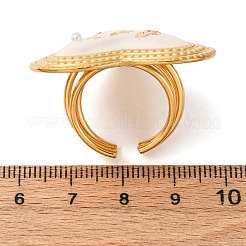 女性用304ステンレススチール調節可能なカフリング  エナメル  ハート  ゴールドカラー  30x35.5mm&nbsp;RJEW-S632-01G
