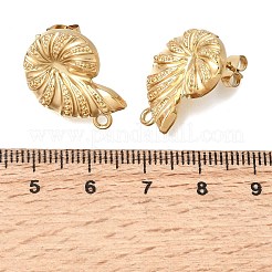 304ステンレススチールスタッドピアス金具  巻き貝の形  カン付き  イオンプレーティング（ip）  ゴールドカラー  21x15mm  穴：1.8mm  ピン：0.7x9.5mm&nbsp;STAS-D391-04B-G