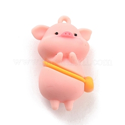 PVCペンダント  DIYキーチェーン作成用  バッグ付き豚  ピンク  44x28x21mm  穴：2.5mm&nbsp;X-FIND-B002-03