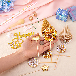 DIY グリッター ペーパー 誕生日 クラフト アクセサリー  紙製ケーキトッパーとフォームケーキインサートカード付き  ミックスカラー  122~154x40~60x6~7.5mm&nbsp;DIY-TA0010-57