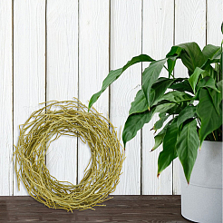 プラスチック人工籐  鉄線ステム付き  結婚式の家の装飾のため  ダークカーキ  2100x40x3mm&nbsp;DIY-WH0430-917