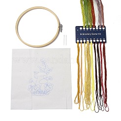 DIYキノコ模様刺繍スターターキット  竹刺繍フープを含む  キャンバス  スレッド  ミシン針  カラフル  0.3~0.4mm  16色&nbsp;LS-DIY-L068-01C