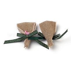 手作りリネン飾りアクセサリー  DIYクラフト作り  手で結んだ花束の形  ダークカーキ  73~96x58~63x17~21mm&nbsp;DIY-H119-A03
