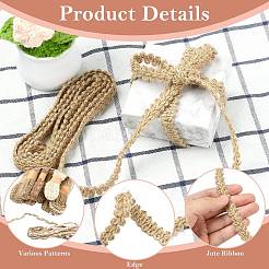 ジュートリボン  洋服アクセサリー  淡い茶色  1/4~5/8インチ（5~15mm）  約2.19ヤード（2m）/セット&nbsp;OCOR-CJ0004-11