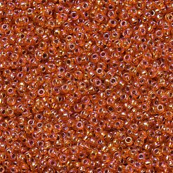 MIYUKIラウンドロカイユビーズ  日本製シードビーズ  （rr1008)シルバーライニングオレンジab  11/0  2x1.3mm  穴：0.8mm  約1100PCS /ボトル  10 G /ボトル&nbsp;SEED-JP0008-RR1008
