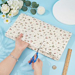 綿織物  服装アクセサリー  花模様の長方形  フローラルホワイト  1500x1300~1350x0.5mm&nbsp;DIY-WH0933-30C