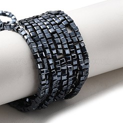 立方体状のブラッククリスタルガラスビーズ連売りメッキ  多面カット  黒メッキ  2x2x2mm  穴：1mm  約101個/連  9インチ&nbsp;EGLA-F013-J01