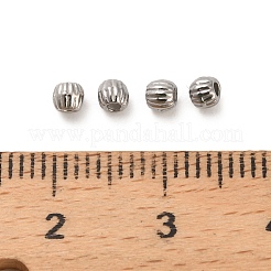 304ステンレススチールビーズ  ドラム  ステンレス鋼色  3x2.5mm  穴：0.8mm&nbsp;STAS-D204-11P