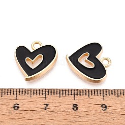 合金エナメルチャーム  ハートチャーム  ゴールドカラー  ブラック  16x15x2mm  穴：1.8~2mm&nbsp;LS-PALLOY-T092-27G-01