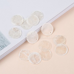 カピスシェルペンダント  フラットラウンド  ホワイトスモーク  20~20.5x0.5~1.5mm  穴：1.2mm&nbsp;SHEL-S274-71D