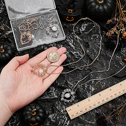 ハロウィン 真鍮 マイクロパヴェ クリアキュービックジルコニア ハート アクリル スカル ペンダント ネックレス 4個 2色  ホワイト  ミックスカラー  18.19インチ（46.2cm）  2個/カラー&nbsp;NJEW-PH0001-56