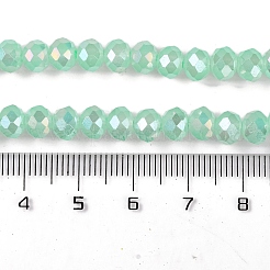電気メッキガラスビーズ連売りを焼く  ABカラー  多面カット  ロンデル  アクアマリン  8x6mm  穴：1mm  約60~62個/連  15.75''（39~40センチメートル）&nbsp;X-DGLA-A039-J8mm-B07