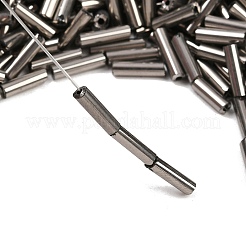 ガラス竹ビーズ  銀メッキ  8~10x1.5~2.5mm  穴：0.5~0.9mm  約6500個/袋&nbsp;SEED-R028-2x9-A04