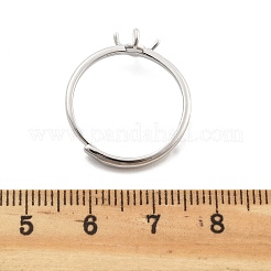 フラットラウンドい真鍮の調節可能なリングセッティング  片穴ビーズ  プラチナ  6mm  内径：18.8mm  トレイ：4.5mm  ピン：4x1mm&nbsp;KK-G527-01B-P