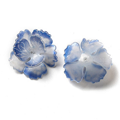 花のアクリルビーズキャップ  DIYのジュエリーには  藤紫色  25~27x11~13mm  穴：1~1.4mm&nbsp;SACR-C002-08B