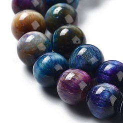 天然レインボータイガーアイビーズ連売り  染め  ラウンド  ミディアムブルー  8mm  穴：1.2mm  約47~50個/連  15.59''（39.6センチメートル）&nbsp;G-NH0002-A01-B01