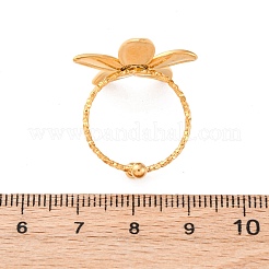 304ステンレススチールカフリング  花  ゴールドカラー  23x22mm  内径：18mm&nbsp;RJEW-D306-24G