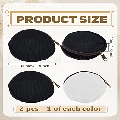 ジッパー付きコットン小銭入れ2個、2色  フラットラウンド  ミックスカラー  100x10mm  1pc /カラー&nbsp;ABAG-LP0001-92A
