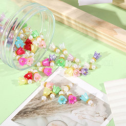 アクリル＆プラスチックペンダント60個  花  ミックスカラー  19mm  穴：2.5mm&nbsp;PALLOY-CA00040