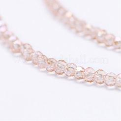 電気メッキガラスビーズセット  フル虹メッキ  多面カット  ロンデル  ラベンダーブラッシュ  2.5x1.5~2mm  穴：0.5mm  約185~190個/連  13.7インチ〜14.1インチ&nbsp;EGLA-K010-FR01