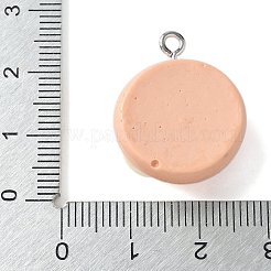 不透明樹脂ペンダント  模造食品  パン  プラチナメッキ鉄ループ付き  桃パフ  24x19.5x8.5mm  穴：2mm&nbsp;RESI-S019-02C