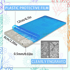 ステンレス鋼の DIY ネイルアート テンプレート  テンプレートツール  長方形  花  12x6cm  3個/セット&nbsp;MRMJ-WH0092-023