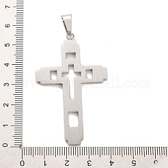 変色しない304ステンレススチールの大きなペンダント  クロスチャーム  宗教  ステンレス鋼色  55.5x36.5x1.8mm  穴：9x4mm&nbsp;STAS-Z080-04P