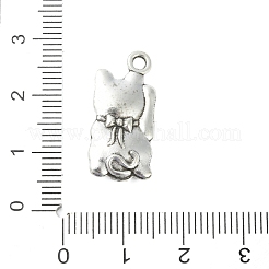合金のチベット風チャーム  招き猫  アンティークシルバー  23x11x4mm  穴：1.8mm&nbsp;FIND-K022-02AS