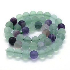 天然石蛍石ビーズ連売り  艶消し  ラウンド  6mm  穴：0.8mm  約62個/連  14.9インチ（38cm）&nbsp;G-G763-13-6mm