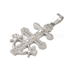 変色しない304ステンレススチールペンダント  十字架クロスチャーム  ステンレス鋼色  33x20x3mm  穴：6x3.5mm&nbsp;STAS-C103-33P