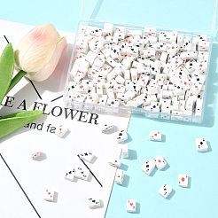 200個の手作りポリマークレイビーズ  カードを再生  ミックスカラー  9x7x4.5mm  穴：1.8mm&nbsp;CLAY-FS0001-46