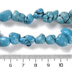 合成ターコイズビーズ連売り  染め  ナゲット  5.5~16.5x5.5~17x5.5~9mm  穴：1.4mm  約44~51個/連  17.05インチ（43.3cm）&nbsp;G-C161-B01-01