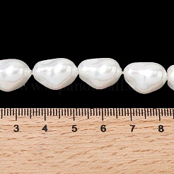 電気メッキ不透明ガラス模造真珠ビーズ連売り  ナゲット  ホワイト  15x11x10mm  穴：1mm  約26個/連  15.35''（39センチメートル）&nbsp;EGLA-H113-08A