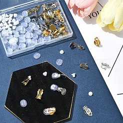 304ステンレススチール製クリップオンイヤリング金具  イヤリングパッドのクリップ  シリコンイヤリングパッド付き  ゴールデン·ステンレス鋼色  12~18x6~10x7~8.5mm  穴：1~3mm&nbsp;STAS-FS0001-59