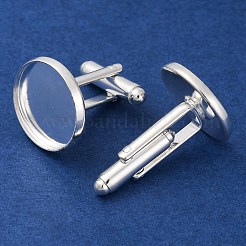 真鍮のカフスボタン  カフスボタン  トレイ付き  銀  18x18mm  トレイ：16mm&nbsp;KK-E464-S
