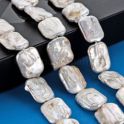 天然ケシパールビーズ連売り  養殖淡水パール  長方形  貝殻色  18~22x14~16x3~7mm  穴：0.6mm  約21~22個/連  14.96インチ（38cm）&nbsp;PEAR-S020-K04
