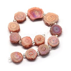 天然のドゥルージークォーツクリスタルビーズ連売り  ソーラークオーツ  染め  ナゲット  14~22x13~20x4~6mm  穴：1.5~2mm  約9~12個/連  7.7~7.9インチ（19.5~20cm）&nbsp;G-F582-A10