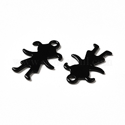 スプレー塗装された201ステンレススチールペンダント  女の子のチャーム  ブラック  16x11x0.5mm  穴：1.4mm&nbsp;STAS-I672-16B