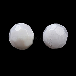 不透明なアクリルビーズ  ツートン  多面カット  ラウンド  ホワイト  10mm  穴：1.6mm  910個/ 500g&nbsp;OACR-B013-11